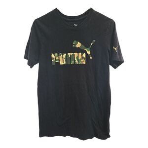 Puma Black T-Shirt with Camo Logo MENS S